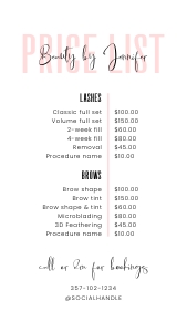 Pastel Pink Instagram Price List A186: Pastel Pink Instagram Price List A186