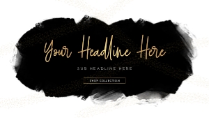 Black Watercolor & Gold Web Banner 1920x1080 A223: Black Watercolor & Gold Web Banners Kit A223
