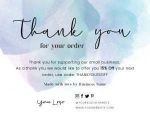 Thank You Card Blue Watercolor A231: Thank You Card Blue Watercolor A231