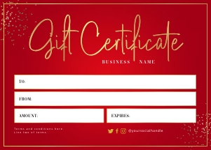 Gift Certificate Red and Gold A248: Gift Certificate Red and Gold A248