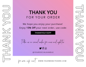 Pink Gradient Thank You Card A249: Pink Gradient Thank You Card A249