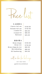 Gold Overlay Instagram Price List A279: Gold Overlay Instagram Price List A279
