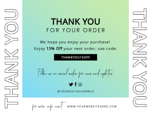 Teal Gradient Thank You Card A255: Teal Gradient Thank You Card A255