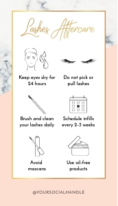 Marble & Peach Lashes Aftercare Card A258: Marble & Peach Lashes Aftercare Card A258