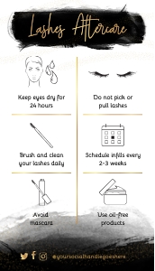 Lashes Care Card Black Watercolor and Gold A257: Black Watercolor and Gold Lashes Care Card A257