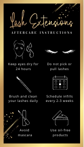 Lashes Care Card Black & Gold Splash A272: Lashes Care Card Black & Gold Splash A272