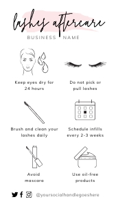 Editable Watercolor Lashes Care Card A271: Editable Watercolor Lashes Care Card A271