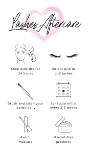 Heart Lashes Aftercare Card A222: Heart Lashes Aftercare Card A222