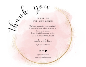 Thank You Card Pink and Gold A281: Thank You Card Pink and Gold A281