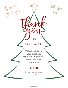 Thank You Card Christmas Tree Vertical A291: Thank You Card Christmas Tree Vertical A291