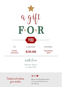 Gift Voucher Christmas Tree Typography A293: Gift Voucher Christmas Tree Typography A293