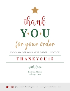 Thank You Card Christmas Tree Typography A292: Thank You Card Christmas Tree Typography A292