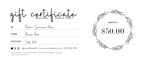 Gift Voucher Black and White Wreath 8.5x3.5 A298: Gift Voucher Black and White Wreath 8.5x3.5 A298