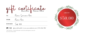Gift Voucher Christmas Wreath 8.5x3.5 A297: Gift Voucher Christmas Wreath 8x3.75 A297