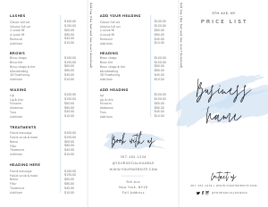 Price List Tri-Fold Watercolor BLUE A299: Price List Tri-Fold Watercolor A299