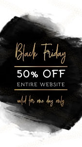 IG Story Black Friday Black Watercolor & Gold A300: Instagram Black Friday Banners Black Watercolor & Gold A300