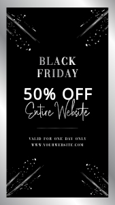 IG Story Black Friday Black & Silver Splash A302: Instagram Banners Black Friday Black & Silver Splash A302