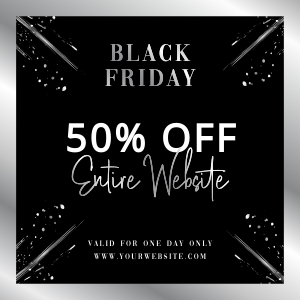 IG Post Black Friday Black & Silver Splash A302: Instagram Banners Black Friday Black & Silver Splash A302