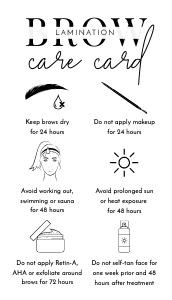 Brows Aftercare Card Minimalist Black & White A316: Brows Aftercare Card Minimalist Black & White A316