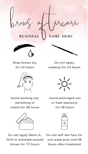 Brows Aftercare Card Pink Ink Splash A336: Brows Aftercare Card Pink Ink Splash A336