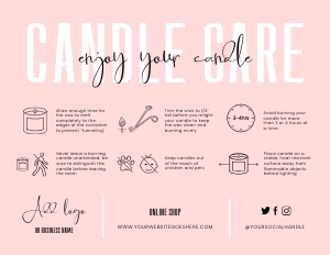 Pastel Pink Candle Care Card A367: Pastel Pink Candle Care Card A367