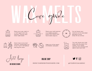 Pastel Pink Wax Melts Care Card A381: Pastel Pink Wax Melts Care Card A381