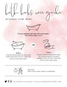 Bath Bombs Care Card Pink Ink Splash A387: Bath Bombs Care Card Pink Ink Splash A387