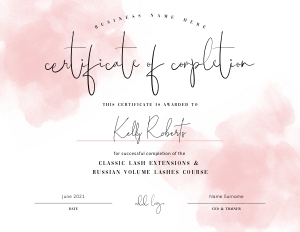 Certificate of Completion Pink Ink Splash 8.5" x 11" A390: Certificate of Completion Pink Ink Splash A390