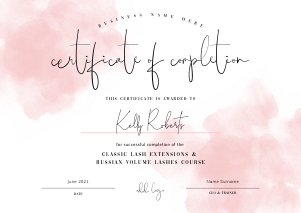 Certificate of Completion Pink Ink Splash A4 Size A390: Certificate of Completion Pink Ink Splash A390