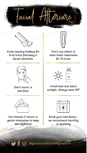Facial Aftercare Card Black Watercolor and Gold A399: Facial Aftercare Card Black Watercolor and Gold A399