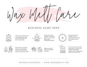 Wax Melts Care Card Watercolor A404: Wax Melts Care Card Watercolor A404