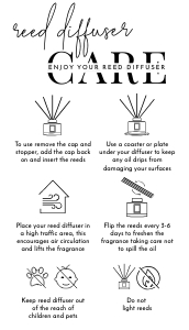 MINI Reed Diffuser Care Card Minimalist Black & White A407: MINI Reed Diffuser Care Card Minimalist Black & White A407