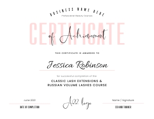 Pastel Pink Certificate of Completion 8.5" x 11" A415: Pastel Pink Certificate of Completion A415