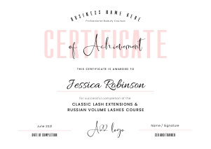 Pastel Pink Certificate of Completion A4 Size A415: Pastel Pink Certificate of Completion A415