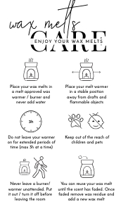 MINI Wax Melt Care Card Minimalist Black & White A420: MINI Wax Melt Care Card Minimalist Black & White A420
