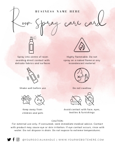 Room Spray Care Card Pink Ink Splash A421: Room Spray Care Card Pink Ink Splash A421