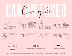 Pastel Pink Car Diffuser Care Card A432: Pastel Pink Car Diffuser Care Card A432