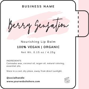 Lip Balm Label With Tab Watercolor Brush 2.125" x 2.125" A435: Lip Balm Label With Tab Watercolor Brush A435