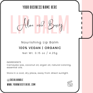Cosmetic Tube Label With Tab Pastel Pink 2.125" x 2.125" A437: Cosmetic Tube Labels Pastel Pink A437