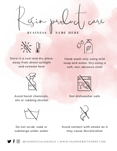 Resin Product Care Card Pink Ink Splash A453: Resin Product Care Card Pink Ink Splash A453
