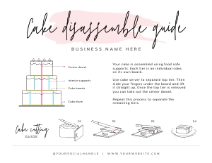 Cake Serving Instructions Watercolor A463: Cake Serving Instructions Watercolor A463