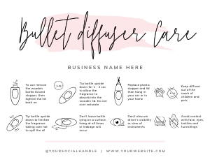 Bullet Diffuser Care Card Watercolor A479: Bullet Diffuser Care Card Watercolor A479