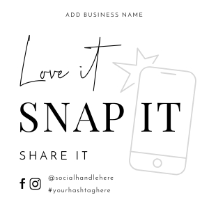 Minimalist Black and White Snap it Share it 2.5" x 2.5" A498 design preview
