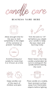MINI Candle Care Card Faux Rose Gold A506: MINI Candle Care Card Faux Rose Gold A506