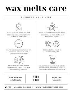 Wax Melts Care Card Minimal Lines Collection A516: Wax Melts Care Card Minimal Lines Collection A516