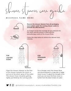 Shower Steamer Care Card Pink Ink Splash A518: Shower Steamer Care Card Pink Ink Splash A518