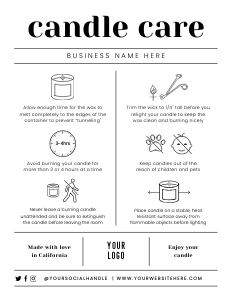 Candle Care Card Minimal Lines Collection A515: Candle Care Card Minimal Lines Collection A515