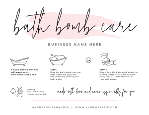Bath Bomb Care Card Watercolor A519: Bath Bomb Care Card Watercolor A519