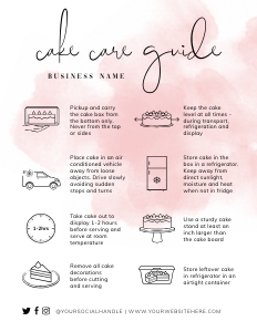 Cake Care Card Pink Ink Splash A521: Cake Care Card Pink Ink Splash A521