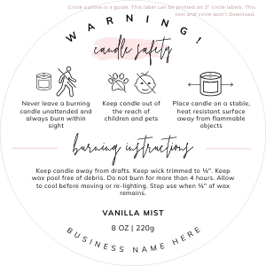 Candle Warning Label Watercolor 3x3 A532: Candle Warning Label Watercolor A532